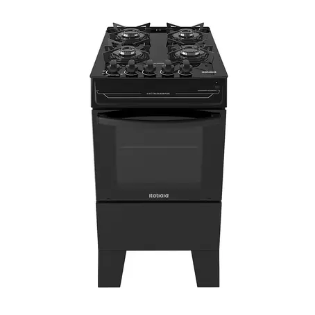 Fogão 4 Bocas a Gás Itatiaia Electra Glass Plus Mesa de Vidro Preto Fosco Bivolt