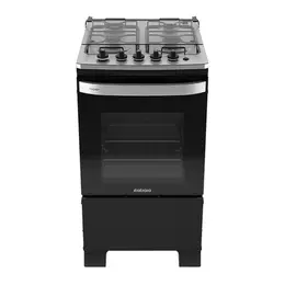 Fogão 4 Bocas a Gás Itatiaia Itachef com Mesa de Inox Acendimento Automático Preto Fosco Bivolt