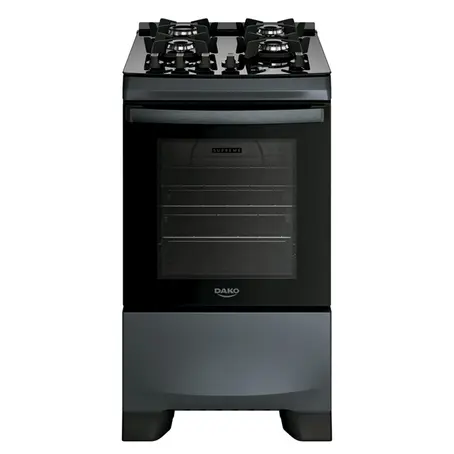 Fogão 4 Bocas à Gás Dako Supreme Acendimento Automático Mesa de Vidro Painel Touch Titânio Bivolt