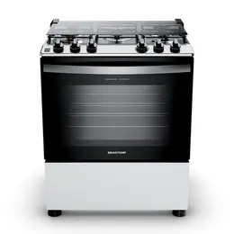 Fogão 5 Bocas a Gás Brastemp BFS5NDB Mesa de Inox Acendimento Automático Branco Bivolt
