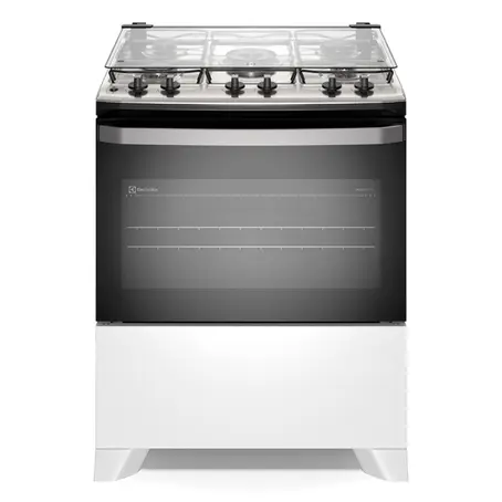 Fogão 5 Bocas à Gás Electrolux FE5IW Acendimento Automático Mesa de Inox PerfectCook Branco Bivolt