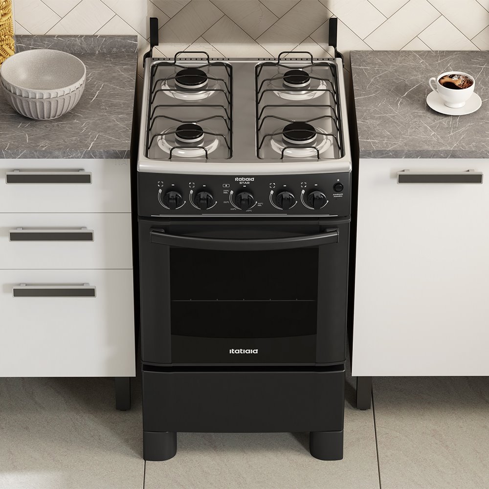 Fogão 4 Bocas a Gás Itatiaia Star NG Acendimento Automático Preto