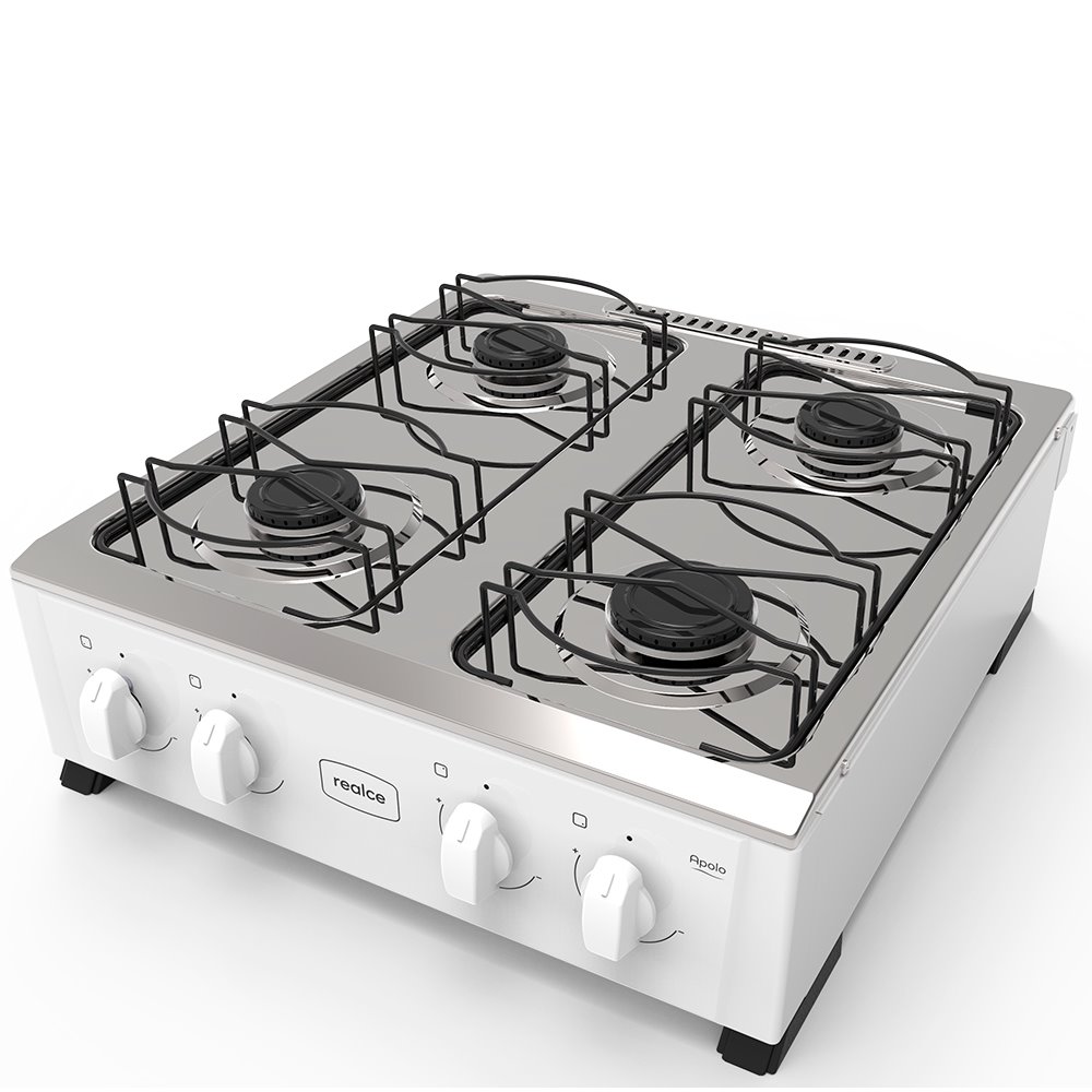 Fogão de Mesa 4 Bocas a Gás Realce Apolo Acendimento Manual Branco - Realce