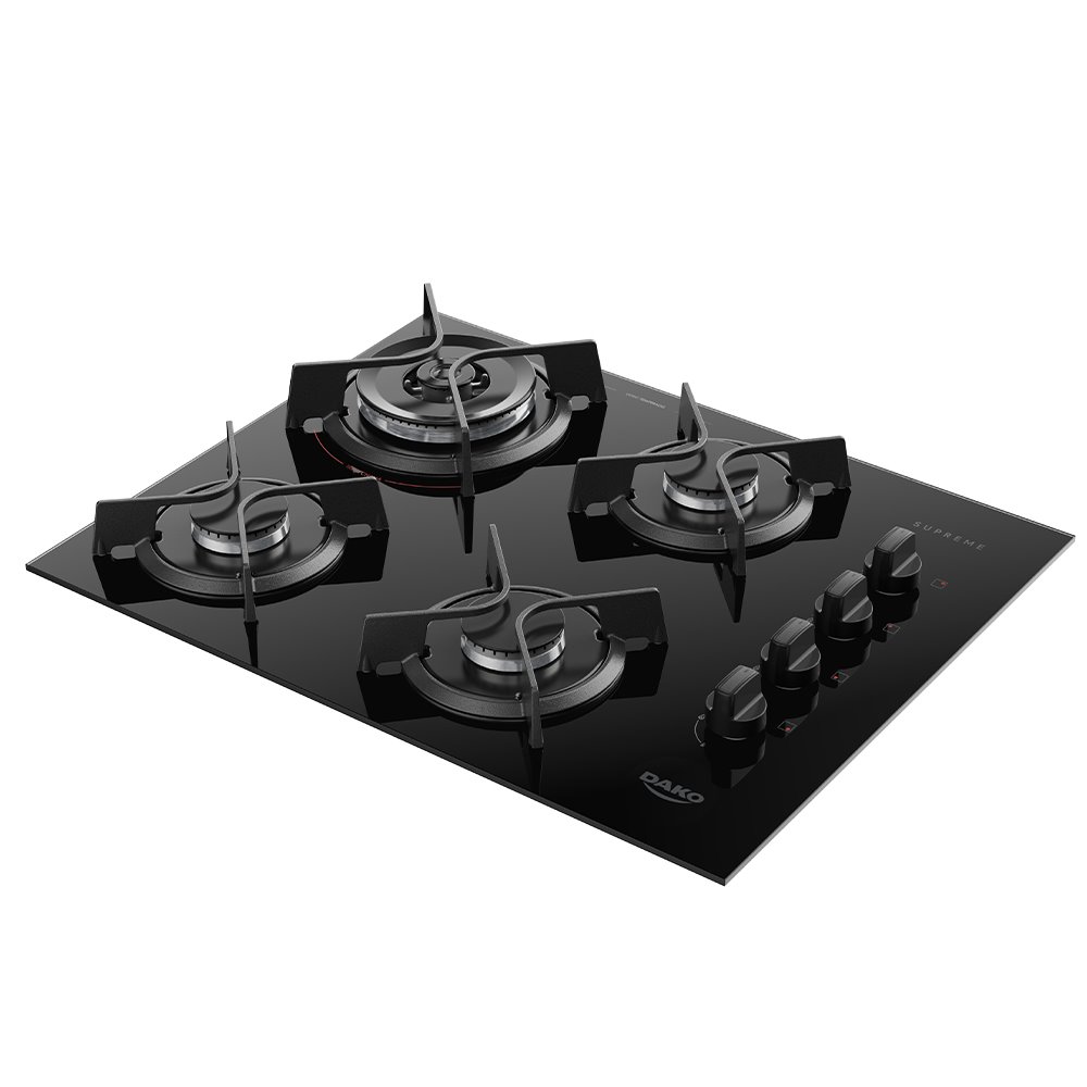 Cooktop 4 Bocas a Gás Dako Supreme com Queimador Tripla Chama e Mesa de