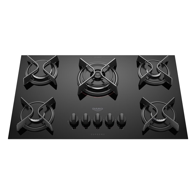 Cooktop 5 Bocas a Gás Dako Supreme com Queimador Tripla Chama e Mesa de