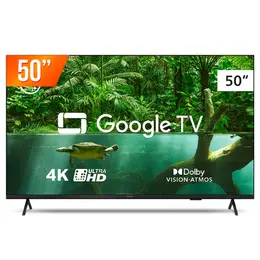 Smart TV DLED 50" Google TV Ultra HD 4K Philips 50PUG7408/78 Comando de Voz Dolby Vision HDR 3 HDMI