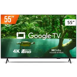Smart TV DLED 55" Google TV Ultra HD 4K Philips 55PUG7408/78 Comando de Voz Dolby Vision HDR 3 HDMI
