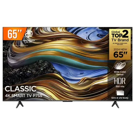Smart TV LED 65" Google TV Ultra HD 4K TCL 65P755 Comando de Voz HDR10+ 120Hz DLG HDMI 2.1 Bluetooth