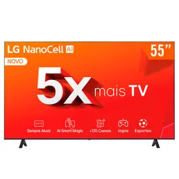 Smart TV NanoCell 55" Ultra HD 4K LG 55NANO80TSA 3 HDMI 2 USB Wi-Fi Bluetooth