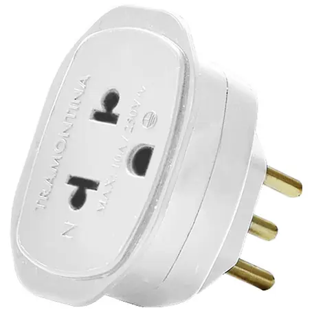 Adaptador Conversor 2P+T para Tomada NBR14136 10A 250V Branco TRAMONTINA