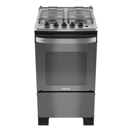 Fogão 4 Bocas a Gás Itatiaia Itachef com Mesa de Inox Acendimento Automático Reflecta Fumê Bivolt