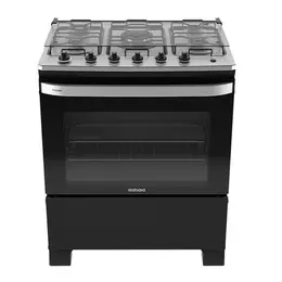 Fogão 5 Bocas a Gás Itatiaia Itachef com Mesa de Inox Acendimento Automático Preto Fosco Bivolt