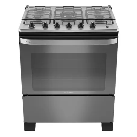 Fogão 5 Bocas a Gás Itatiaia Itachef com Mesa de Inox Acendimento Automático Reflecta Fumê Bivolt