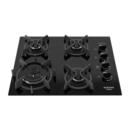 Cooktop 4 Bocas a Gás Itatiaia Itaplus com Tripla Chama e Mesa de Vidro Superautomático Preto Bivolt