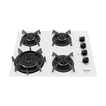 Cooktop 4 Bocas a Gás Itatiaia Itaplus com Tripla Chama e Mesa de Vidro Superautomático Branco Bivolt