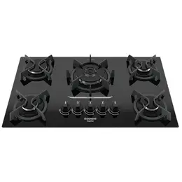 Cooktop 5 Bocas a Gás Itatiaia Itaplus com Tripla Chama e Mesa de Vidro Superautomático Preto Bivolt