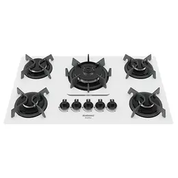 Cooktop 5 Bocas a Gás Itatiaia Itaplus com Tripla Chama e Mesa de Vidro Superautomático Branco Bivolt