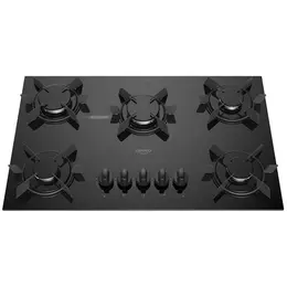 Cooktop 5 Bocas a Gás Dako Pratiko Mesa de Vidro Mega Chama Acendimento Superautomático Preto Bivolt