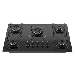 Cooktop 5 Bocas a Gás Itatiaia ItaMega Mesa de Vidro Acendimento Superautomático Preto Bivolt
