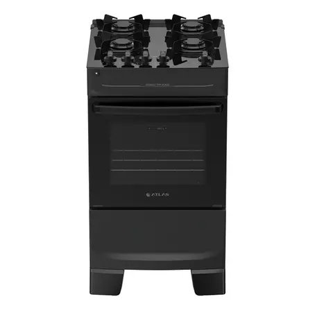Fogão 4 Bocas à Gás Atlas Top Glass Acendimento Automático e Mesa de Vidro Preto Bivolt