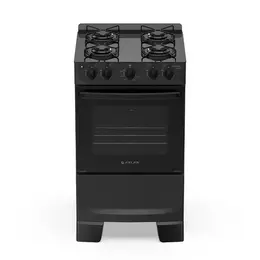 Fogão 4 Bocas à Gás Atlas Havana Glass com Acendimento Automático Mesa Esmaltada Preto Bivolt