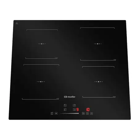 Cooktop de Indução 04 Bocas Mueller MCN4BK com Painel digital Trava de segurança Turbo Preto 220V
