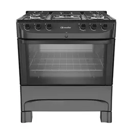 Fogão 5 Bocas a Gás Mueller MFI5BC Mesa de Aço Esmaltado e Acendimento Automático Preto Bivolt