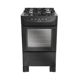 Fogão 4 Bocas a Gás Mueller MFV4BB Mesa de Vidro e Acendimento Automático Preto Fosco Bivolt