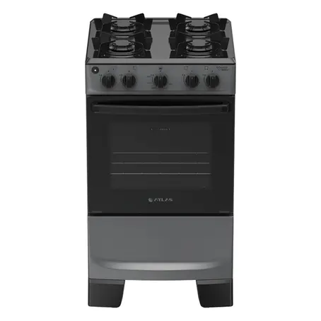 Fogão 4 Bocas à Gás Atlas Mônaco Lustro Acendimento Automático e Mesa Esmaltada Titanium Bivolt