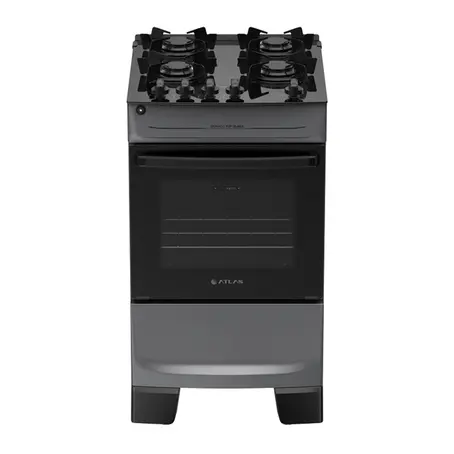 Fogão 4 Bocas à Gás Atlas Mônaco Top Glass Acendimento Automático e Mesa de Vidro Titanium Bivolt