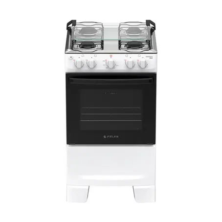 Fogão 4 Bocas à Gás Atlas Mônaco Plus Acendimento Automático e Mesa de Inox Branco Bivolt