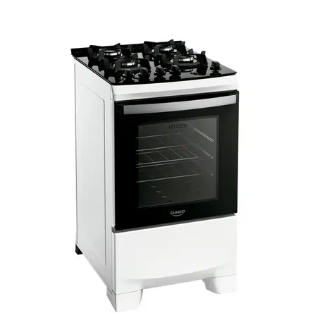 Fogão 4 Bocas a Gás Dako Supreme Glass com Acendimento Automático Mesa de Vidro Branco Bivolt