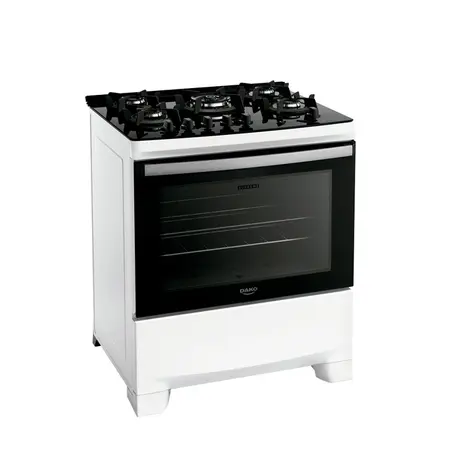Fogão 5 Bocas a Gás Dako Supreme Glass com Acendimento Automático Mesa de Vidro Branco Bivolt