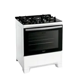 Fogão 5 Bocas a Gás Dako Supreme Glass com Acendimento Automático Mesa de Vidro Branco Bivolt
