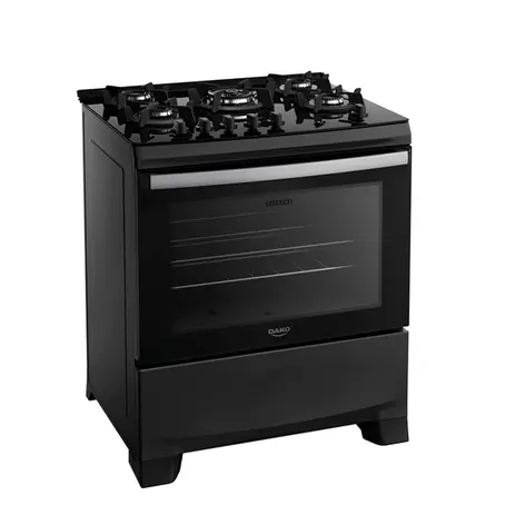 Fogão 5 Bocas a Gás Dako Supreme Glass com Acendimento Automático Mesa de Vidro Preto Bivolt