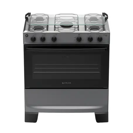 Fogão 5 Bocas à Gás Atlas Mônaco Plus Acendimento Automático e Mesa de Inox Titanium Bivolt