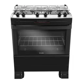 Fogão 5 Bocas a Gás Mueller MFI5BF Mesa Inox e Acendimento Automático Tripla Chama Preto Bivolt