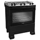 Fogão 5 Bocas a Gás Mueller MFI5BF Mesa Inox e Acendimento Automático Tripla Chama Preto Bivolt