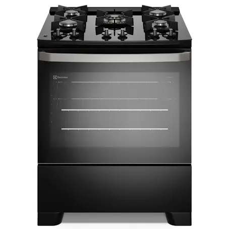 Fogão de Piso 5 Bocas à Gás Electrolux FE5GB Efficient com Mesa de Vidro Preto Bivolt