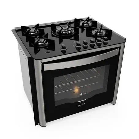 Fogão 5 Bocas de Embutir a Gás Fischer 5Q TC Gran Cheff Tripla Chama com Grill Preto 110V