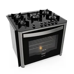 Fogão 5 Bocas de Embutir a Gás Fischer 5Q TC Gran Cheff Tripla Chama com Grill Preto 110V