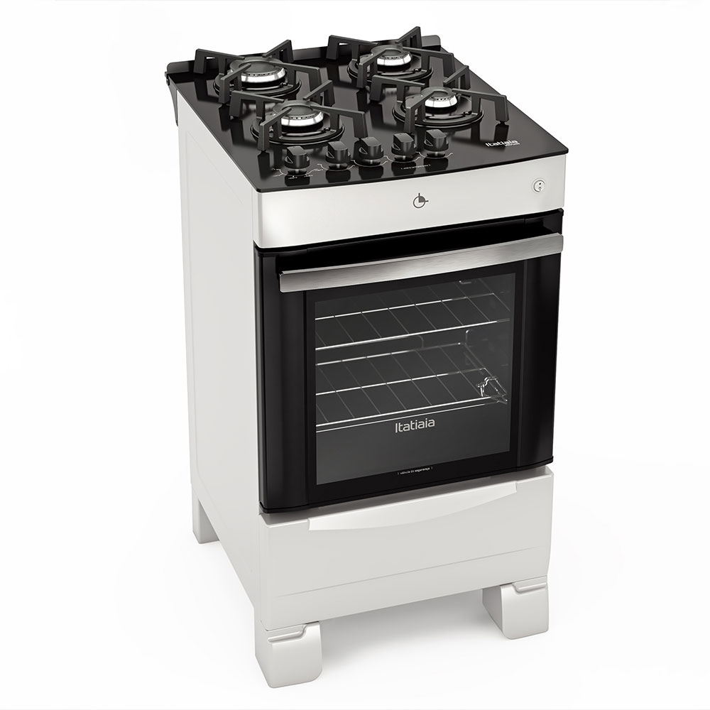 Fogão 4 Bocas a Gás Itatiaia Vitrum Acendimento Automático Branco Bivolt Itatiaia